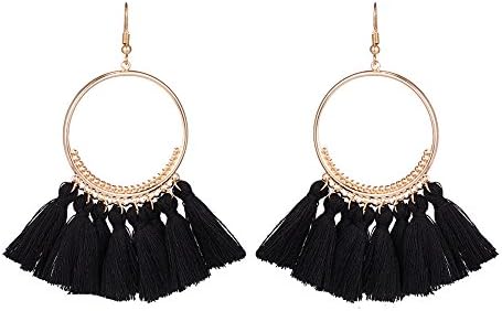 INSANEY Bohemia Fan Shape Tassel Earrings Hoop Dangle Ear Drop