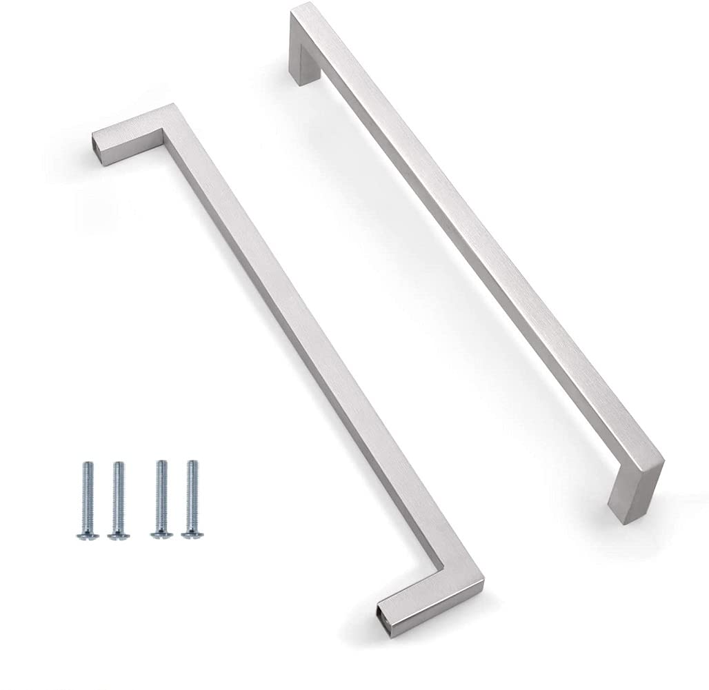 ANSIEDIO 2 Pack Cabinet Handles Stainless Steel Cupboard Handles Silver Kitchen Door Handles Furniture Drawer Knobs (Hole Center 256mm)