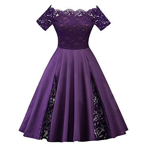 TIFENNY One Shoulder Lace Dresses for Women Plus Size Fashion Solid Patchwork Short Sleeve Party Cocktail Dress