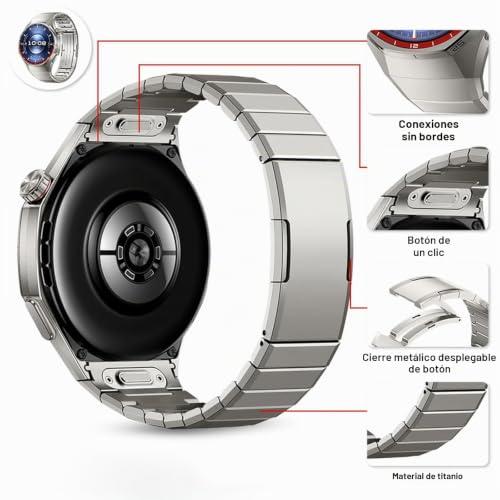 Hatolove Titanium Strap for Huawei Watch GT6 Pro 46 mm, with DLC Coating and Folding Clasp – Lightweight, Anti-scratch, Modular Design for Huawei GT6 Pro 46 mm