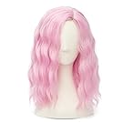 Mid Length Wavy Fashion Aqua Lolita Girls Cosplay Wig Plus Cap, Pink