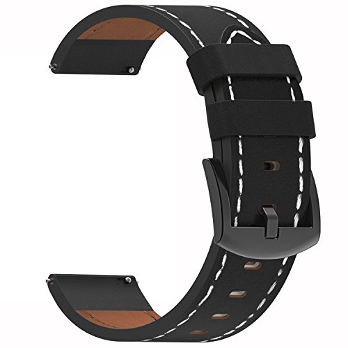 For Samsung Gear S3 Watch Bands Black Large,Austrake Replacement Leather strap with Stainless Steel Buckle for Samsung Gear S3 Classic / Frontier Smartwatch Band