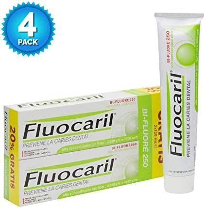 4 Pack Fluocaril Pack Bi-Fluore Toothpaste 4 x 125ml - Oral Care - Persistent Action - Spain