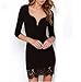 Meily(TM) Womens Long Sleeve V Neck Floral Cocktail Short Slim Dress