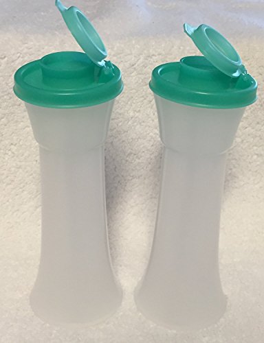 Tupperware large salt and pepper shaker hour glass design with butter dish sea green bundle.