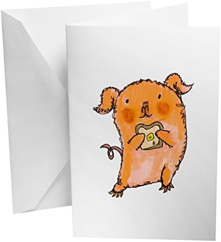 Whimsical Sweet Piglet with Bread &amp; Butter Gift Box Set of 12 Note Cards