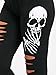 Women's Elastic Drawstring Gothic Cutout Halloween Sugar Skull Leggings B XXL Black