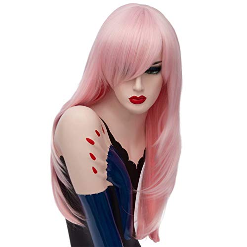 Kadiya Medium Length Gradient Pink Lovely Girls Anime Cosplay Costume Play Synthetic Wigs with Bangs