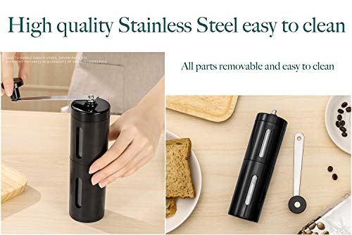 CYchen Handkaffeemühle Espresso Kaffeemühle Manuell mit Keramikmahlwerk Kegelmahlwerk, Hand Mahlgrad Edelstahl Griff… – Bild 6