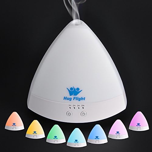 Aromatherapy Ultrasonic Humidifier Essential Oil Diffuser Cool Mist with 7 Colors LED Lights and Timer at the Bedroom, Yoga Room, Spa and Office for Christmas gift