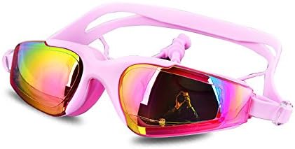 Fashion Beach Swim Goggles Earplug Electroplated Big Lens Waterproof Anti Fog