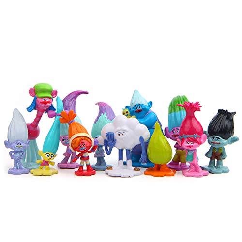 Vndaxau Troll Dolls Cake Toppers Toys Trolls Figurines Poppy and Branch 12pcs Set