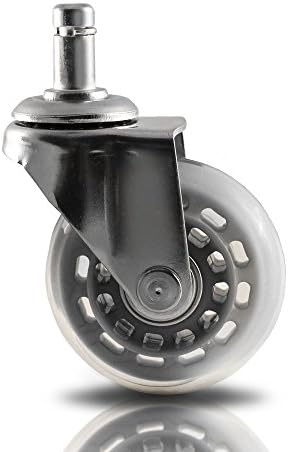 Office Chair Caster Wheels Replacement (Gray, Set of 5) - Heavy Duty &amp; Safe for Protecting Hardwood Floors - Smooth Rollerblade Style Rubber Rollers - Universal for most Computer Desk Chairs