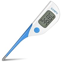 SANPU Clinico Termómetro Rectal Digital de Lectura Rápida en 8 Segundos con Punta Flexible para la Medida de Temperatura Oral, Rectal o en la Axila Uso para Bebés, Niños y Adultos con FDA y CE.