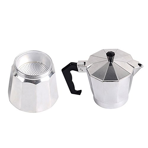Stovetop Espresso Maker Coffee Filter for Gas and Electric Aluminum (6-Cup)