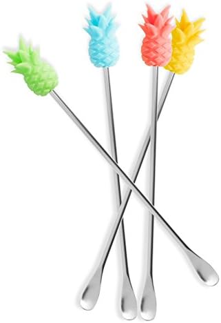 NOD Products Pineapple Swizzle Spoons - Fun Party Cocktail Stirrers - Set of (4)