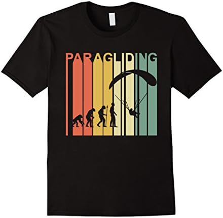 Mens Vintage Retro Paragliding Evolution Special T-Shirt Medium Black