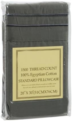 Twin Pillowcase, Charcoal Gray, 1500 - Collection, Set of 2, Standard 20x30, Available in Many Sizes and Colors