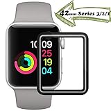 Apple Watch Series 1/2/3 42mm Screen Protector, Full Coverage Tempered Glass 9H Hardness,Anti-Fingerprint,Anti-Scratch,Ultra-Clear,Bubble Free Screen Protector Compatible Apple Watch Series 1/2/3 42mm