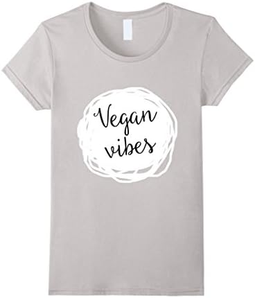 Women's Vegan Vibes Fashion Tee Funny Gift Stylish Graphic T-Shirt Medium Silver
