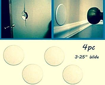 JF Rubber Door Door stopper Decorative Door Knob Self Adhesive Protector 3" Drywall Wall Shield Round Beige (Pack of 4)