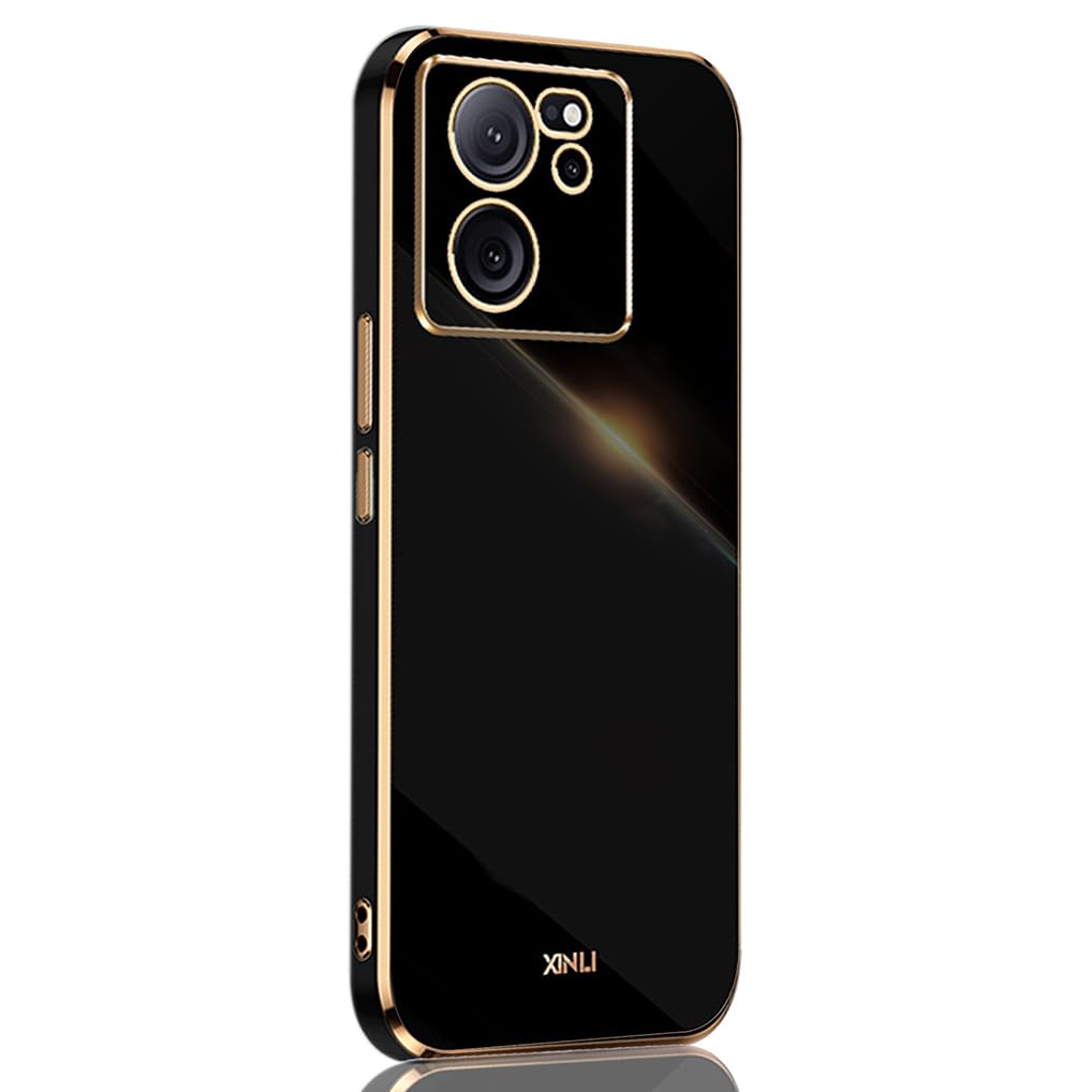 SEAHAI Case for Xiaomi 13T 5G / Xiaomi 13T Pro 5G, Ultra Thin Premium TPU Bumper Shockproof Soft Cover Electroplating Phnom Penh Design Silicone Skin Slim Case, Black