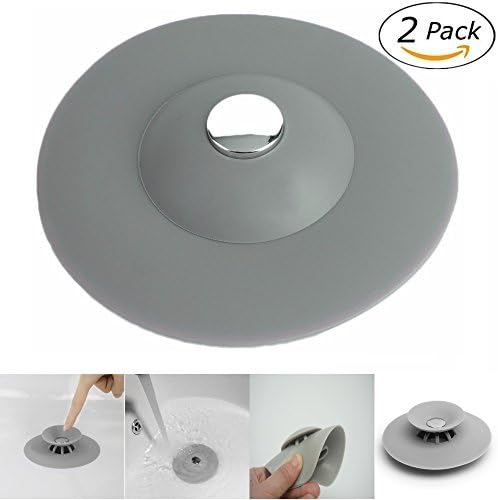 2pcs Shower Drain Stopper Plug Bathtub Cover Portable Silicone Hot Bath Tub Sink Strainers Protectors Good Grips Hair Catchers for Floor, Laundry, Kitchen and Bathroom, 2 in 1 Stop & Filters