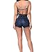 Tengo Women's High Waist Buttocks Denim Shorts(Blue,M)