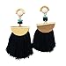 idealway Women's Girls Elegant Jewellery Bohemia Ethnic Tassels Dangle Stud Earrings Eardrop (Black)