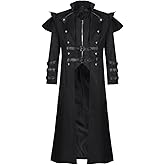 SuitsLink Men's Hooded Medieval Tailcoat Gothic Renaissance Steampunk Victorian Coat Viking Cosplay Halloween Costums