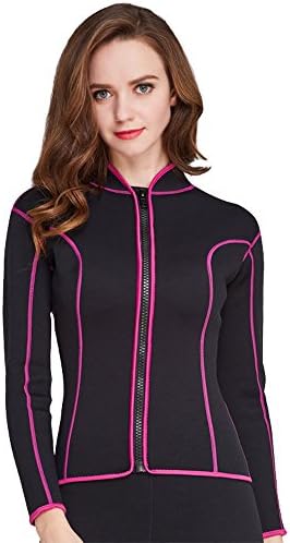 Wetsuit Top Women's Long Sleeve 2MM Neoprene Diving Jacket Front Zipper