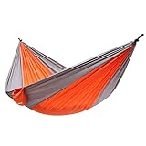 Ohuhu Single Camping Hammock, Tear-resistant Nylon, Orange & Gray