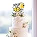 Cheers & Beers to 40 Years Gold Glitter Cake Topper Happy Birthday Wedding Anniversary 40th Party Decoration - 7'' x 8'' Forty Bday Topper.