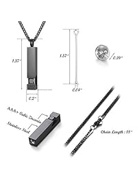 Milacolato 2 pcs Cremation Urn Pendant Necklace for Memorial Black Stainless Steel with CZ Necklace Ashes Jewelry Keepsakes