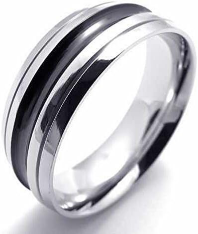 GemMart Jewelry Fashion Accessories Titanium Stainless Steel Ring Black Silver Slippy Septal Circle Men Ring Wedding Engagement Ring 20177