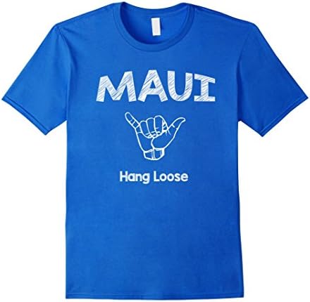 Men's Maui Hang Loose T Shirt Hawaii Lovers Tee Medium Royal Blue