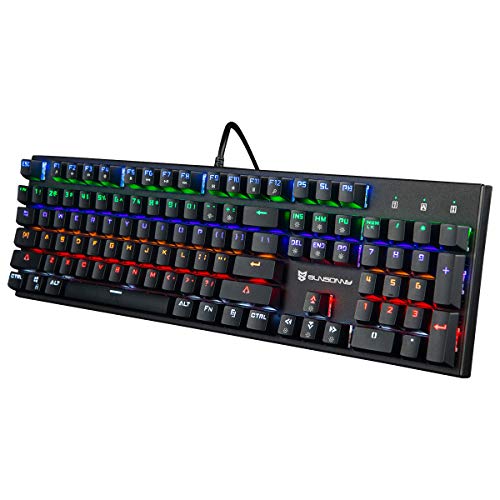 Happy Deals 20% Off Gaming Keyboard Mechanical Keyboard OUTEMU Blue Switch Wired RGB Led Backlit Keyboard Full Size 104 Keys US Layout with Black Color sunsonny by Qisan - Thumbnail 2