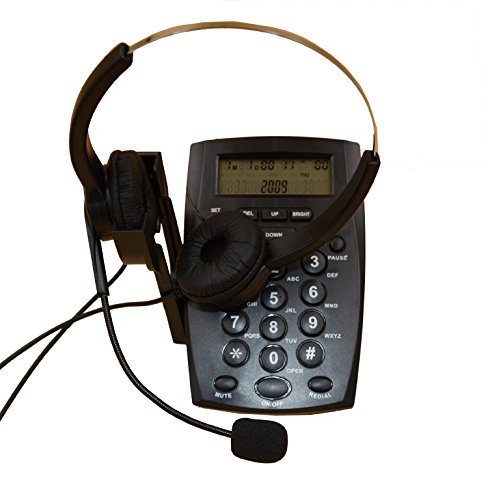 URBEST® FSK/DTMF Call Center Dial Pad Telephone Desk Phone with Backlight  Tone Dial Key Pad REDIAL- Caller ID Display, Headset for Two Ears