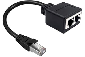 WHIRLGEE Ethernet Splitter 1 to 2 Female to Female RJ45 Connector for Cat7 Cat6 Cat5e Cat5 LAN Ethernet Cable Extension Adapt