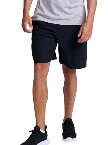 Russell Athletic Relaxed Fit 9" Cotton Shorts with Pockets, Adjustable Elastic Waist, Sizes S-4x Corto, Negro, 50 para Hombre