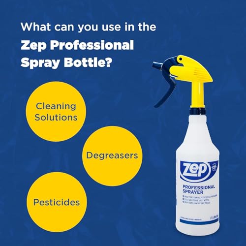 Zep Professional Sprayer Bottle - 32 oz (Pack of 3) - HDPRO1 - Versatile Adjustable Nozzle Spray Bottles with a Fine Mist or Powerful Spray, Refillable for Diluted Concentrate