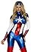 Forplay Women's Petite Star Spangled Hero Catsuit with Stripe Waist and Headband, Royal, Medium/Large