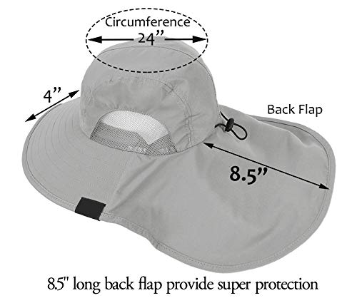 image for Tirrinia Mens Wide Brim Sun Hat with Neck Flap Fishing Safari Cap for 