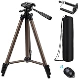 iPhoneTripod, Cellphone Tripod, Eocean 50-Inch Lightweight Aluminum Tripod, Tripod for iPhone, Video Tipod for Cellphone and Camera, Wireless Remote + Cellphone Holder Mount for iPhone, Samsung, etc.