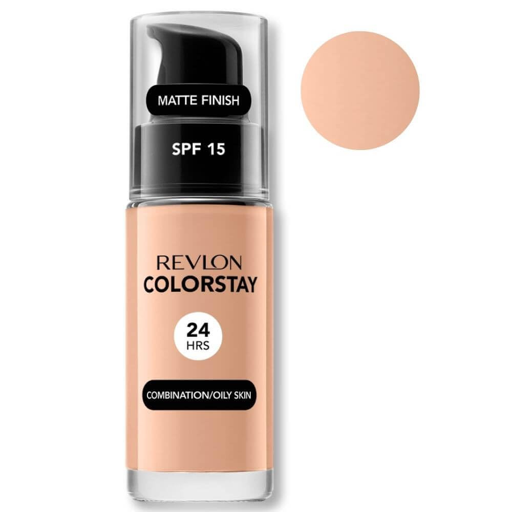 Revlon Colorstay Liquid Foundation Makeup Combination/Oily Skin SPF 15, Longwear Medium-Full Coverage With Matte Finish, True Beige (320), 30 Ml