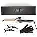 Hair Curling Irons 1-1/4 Inch Beach Waves, Dual Voltage 110-220Volt for Travel, 32mm Ceramic Hair Curlers with Clips for All Hair Types, Instant Heat 80-220C with Glove and 2 Hair Clips, Gold