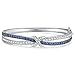 Caperci Cubic Zirconia Created Blue Sapphire Love Knot Bangle Bracelet for Women, 7.25''