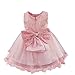 FEESHOW Baby Girls Bowknot Lace Flower Dress Wedding Baptism Christening Gown Pageant Birthday Tutu Dress Pink 3-6 Months