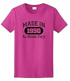 70th Birthday Gift Made 1950 All Original Parts Ladies T-Shirt Large Heliconia