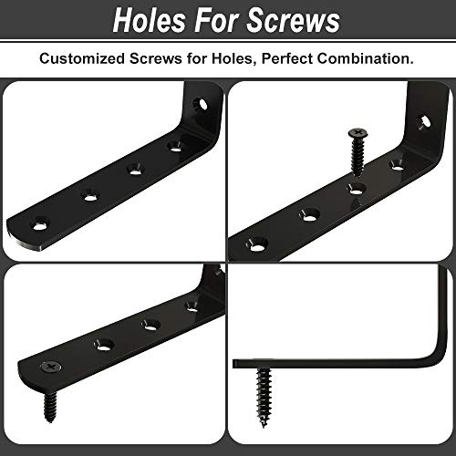 image for LuckIn L Brackets 3 x 5 inch, Corner Brackets Stainless Steel with Scr